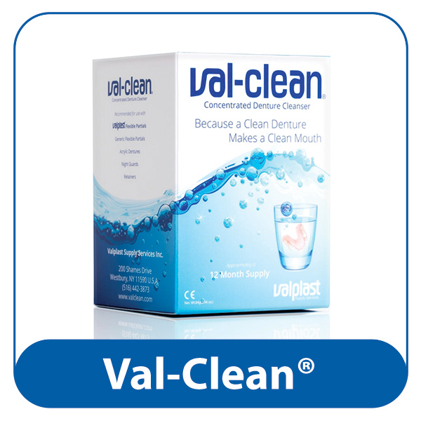 Val-Clean® Concentrated Denture Cleanser val-clean, valclean, valplast, denture, partial, acrylic, flexible, retainer, aligner, dental appliance